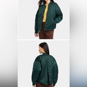 New With Tags A New Day Green Silky Matte Bomber Jacket Ladies Large